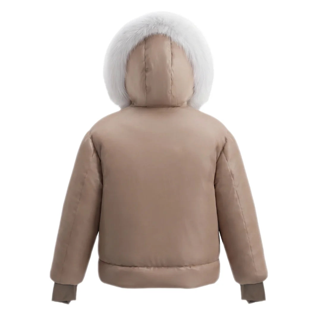 The clean back view of the Pramie girl's winter coat.