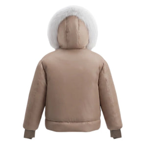 The clean back view of the Pramie girl's winter coat.