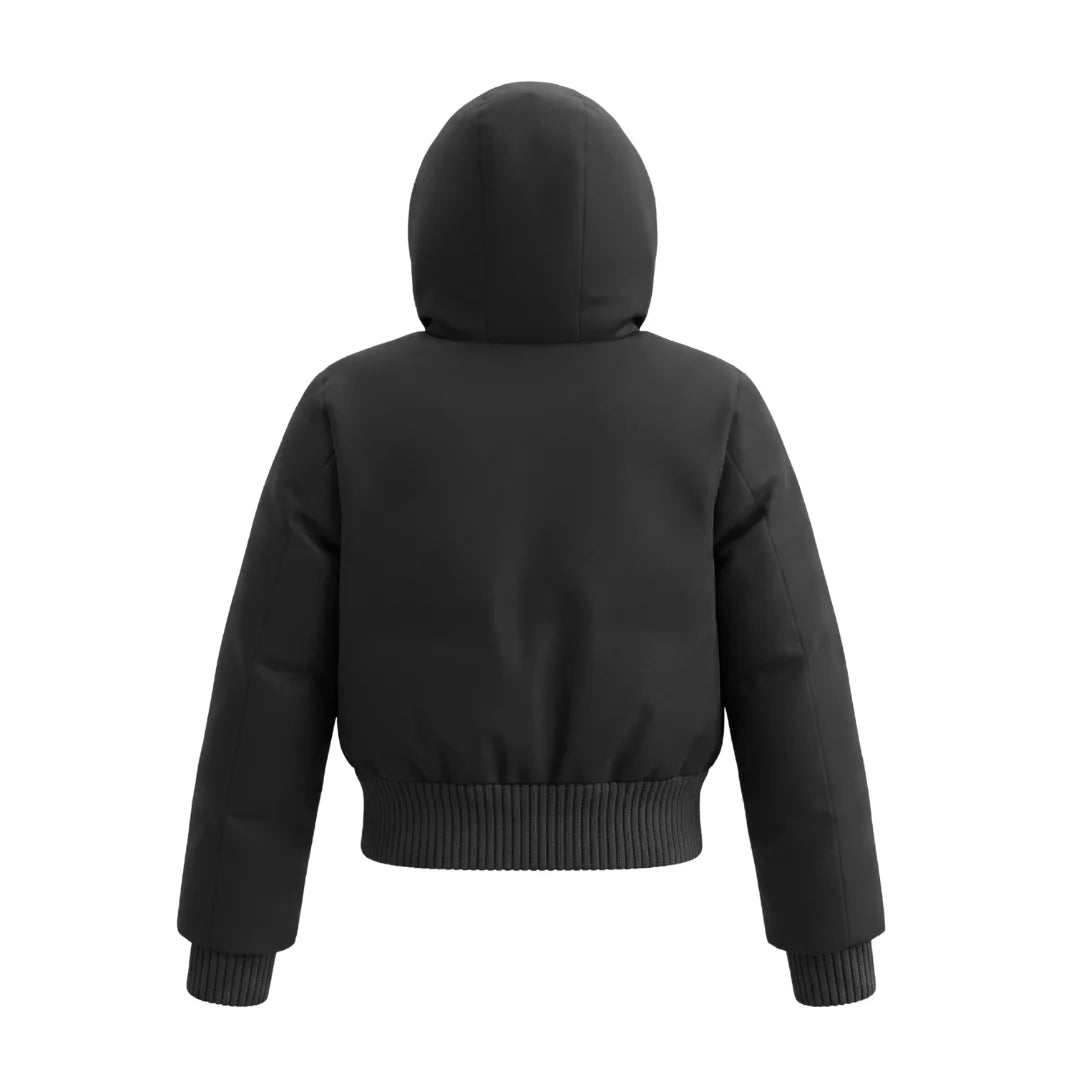 The clean back view of the Pramie bomber jacket.
