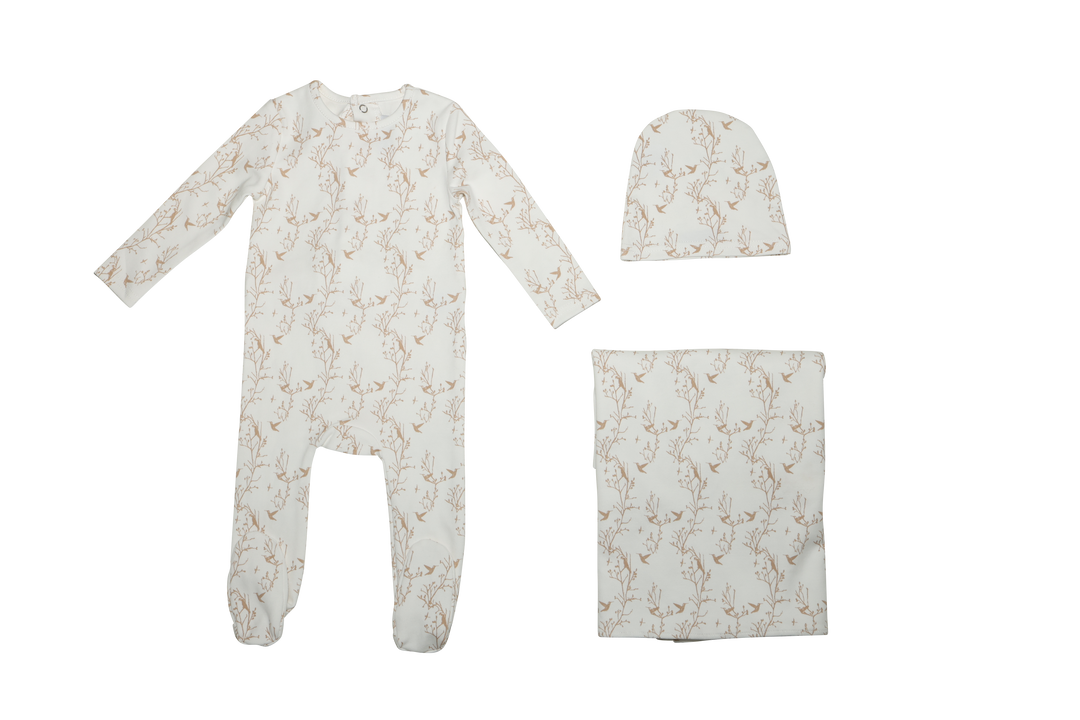 Mini Label Printed Butterfly Footie + Hat
