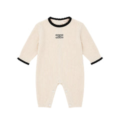 Elisabetta Franchi La Mia Bambina | Butter & Black English Knit Romper