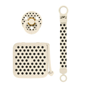 BIBS Studio – Polka Soothe & Go Gift Set | Ivory/Black (Size 2)