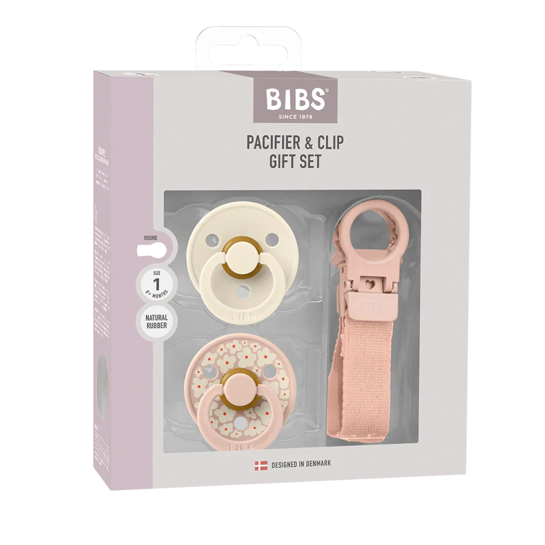 BIBS – Colour Pacifier & Loop Clip Gift Set | Blush