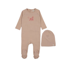 Mema Knits – Horse Rocker Footie + Beanie | Pale Pink