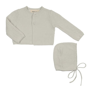 Mema Knits – Waffle Knit Cardigan + Bonnet