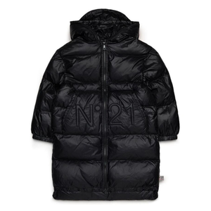 N°21 Kids Hooded Puffer Jacket – Signature Black