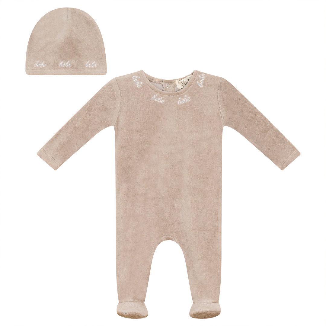Bebe Bella Beige Bebe Embroidery Footie