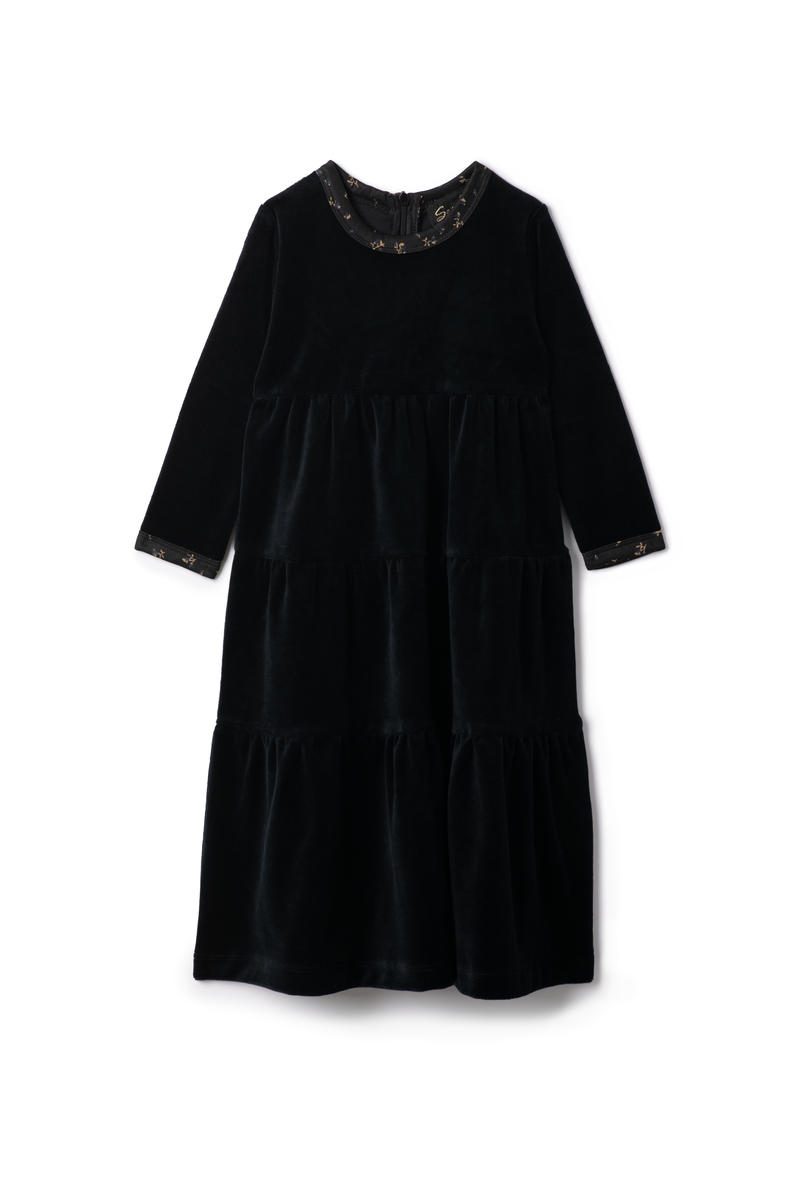 Seal Black Floral Print Detail Velour Robe