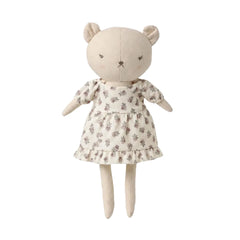 A flat-lay view of the Quincy Mae Bonnie the bear organic plush toy.