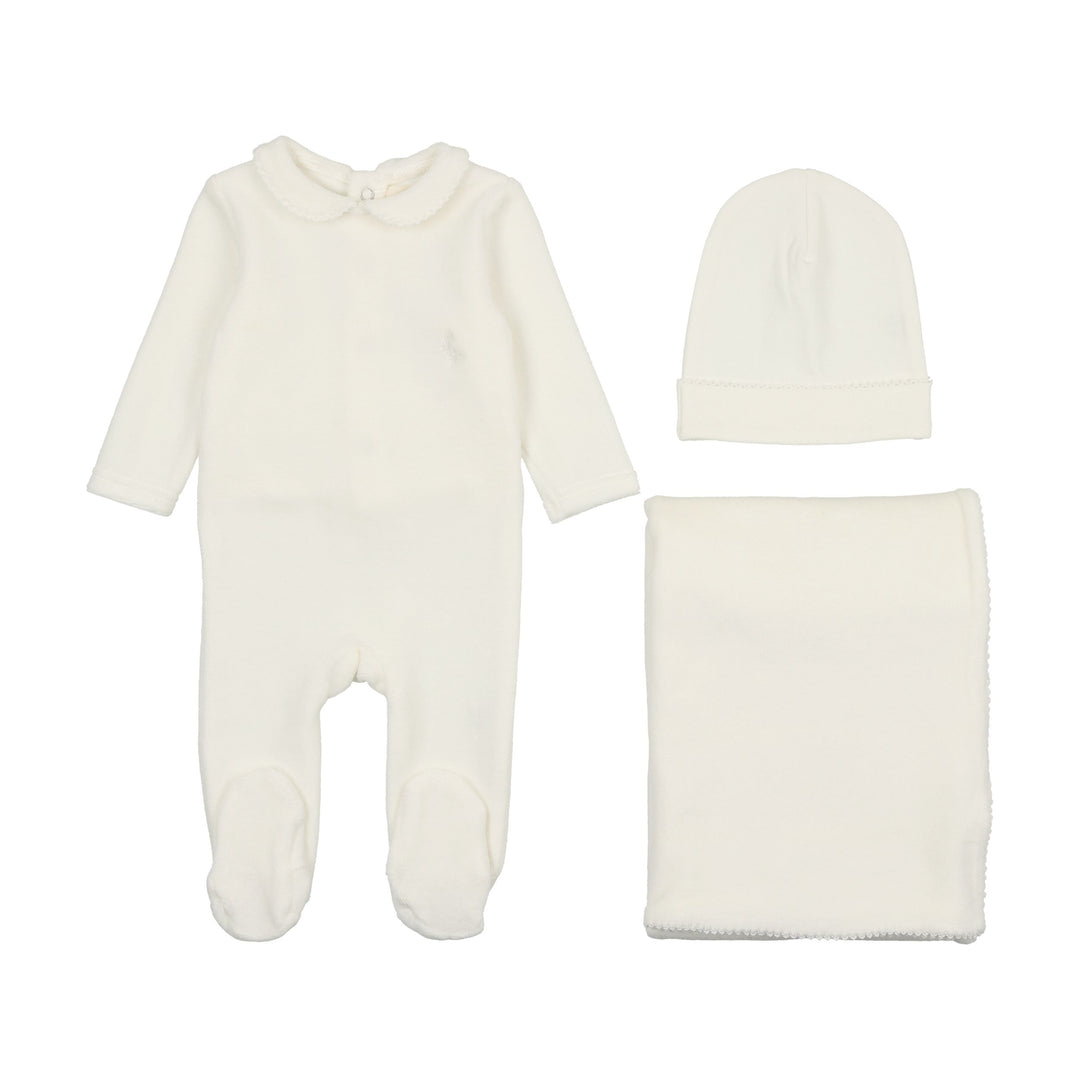 Mema Knits Winter White Picot Edge 3 Pc Set