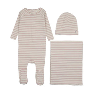 Mema Knits - Rib Stripe Footie 3 Piece Set