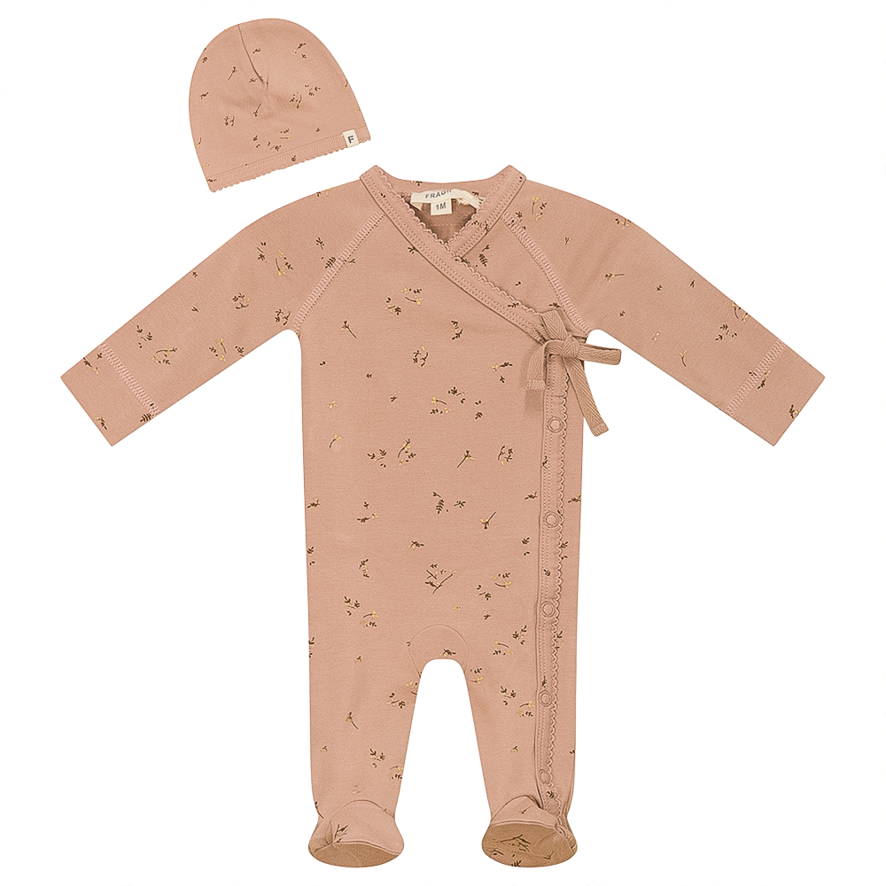 Fragile Light Maple Scallop Stitch Footie + Hat