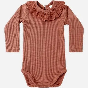Quincy Mae Cranberry Ruffle Collar Bodysuit Legging Set