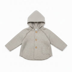 A front view of the Snug grey hooded jacket.