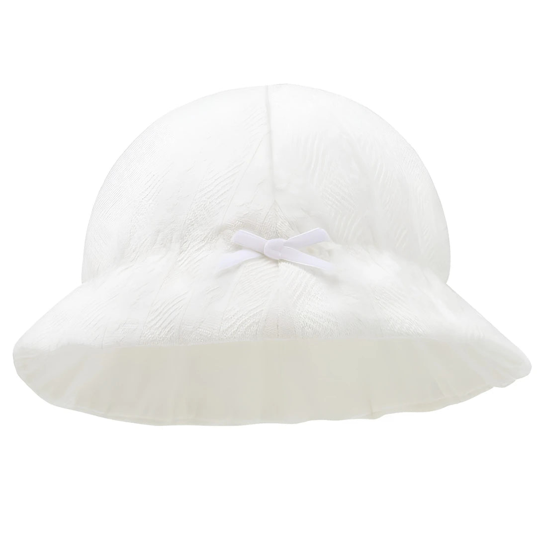 A breathtaking Soft Jacquard Baby Sunhat featuring a sophisticated tonal weave and an authoritative, architectural brim for superior sun protection.