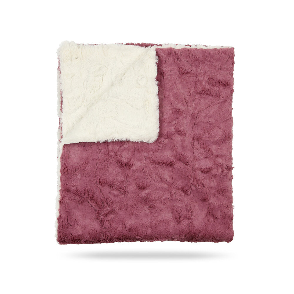 Peluche Pearl Mulberry and Natural Lux Fur Blanket