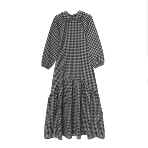 Bonjour Blue Gingham Collar Maxi