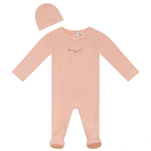 Little Fragile Blush Dainty Flower Print Footie + Hat