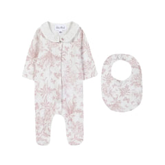 A front view of the Tartine et Chocolat jumpsuit in blush.