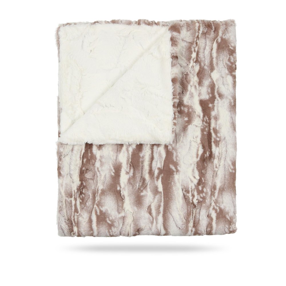 Peluche Taupe and Natural Tie-Dye Fur Blanket