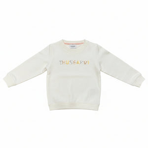 Colorful Trussardi brand embroidered on boys' white polo shirt