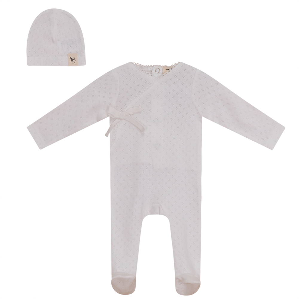 Bebe Bella Rib Heart Pointelle Footie + Hat