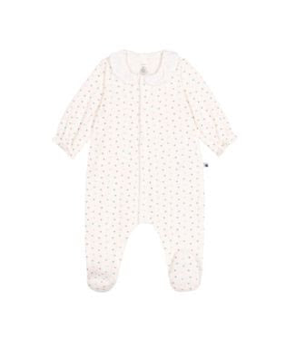 Petit Bateau Baby Girl Velour Front Snap Multi Heart Footie