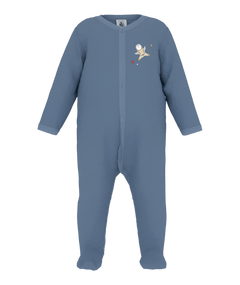Petit Bateau Graphic Velour Front Snap Footie for newborns, soft velour fabric, easy snap closure, stylish graphic design for babies, luxury baby clothing