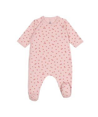 Petit Bateau Baby Girl Side Snap Apple Print Footie