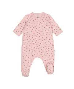 Petit Bateau Baby Girl Side Snap Apple Print Footie