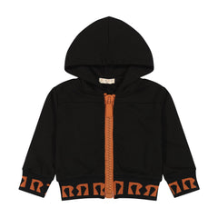 Retro Kid Boys Hooded Sweatshirt with Oversized Zipper
