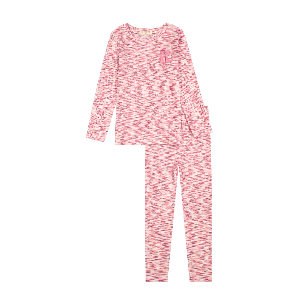 Retro Kid Heather Pink Logo Detail Loungwear