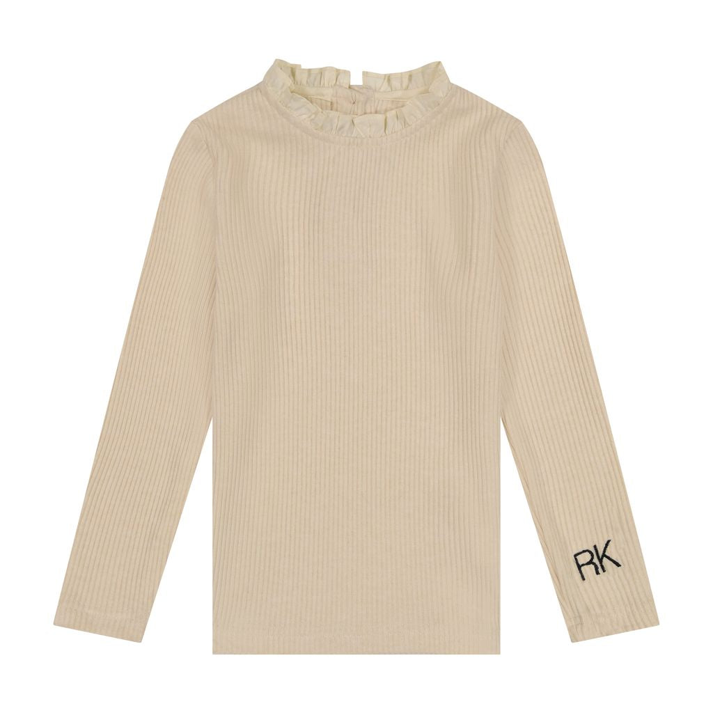 Retro Kid Oat/Cream Vivienne Ruffle Neck Knit Sweater