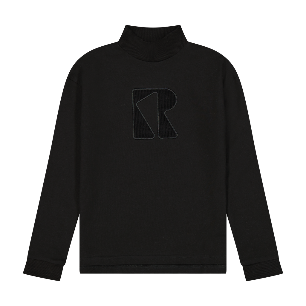 Retro Kid Black Ruby Cord Logo French Terry Turtleneck