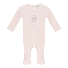 Little Fragile Powder Pink Hot Air Balloon Print Footie