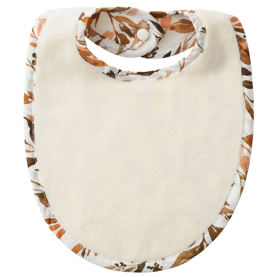 BB&Co -Large ivory reversible bib - Caramel Forest