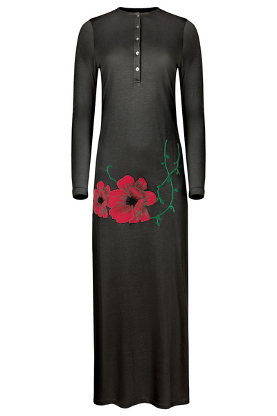 Velvette black floral nightgown sleepwear