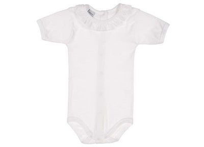 Infant Embroidered Ruffle Collar Bodysuit - White
