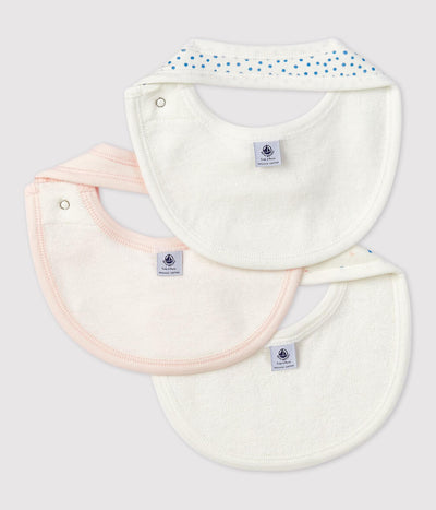 Petit Bateau Organic Cotton Baby Bibs Pack of 3 Pink