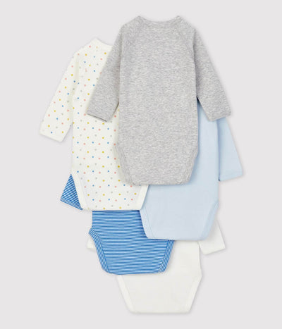 Petit Bateau Baby Long Sleeve Bodysuit Organic Cotton Pack of 5