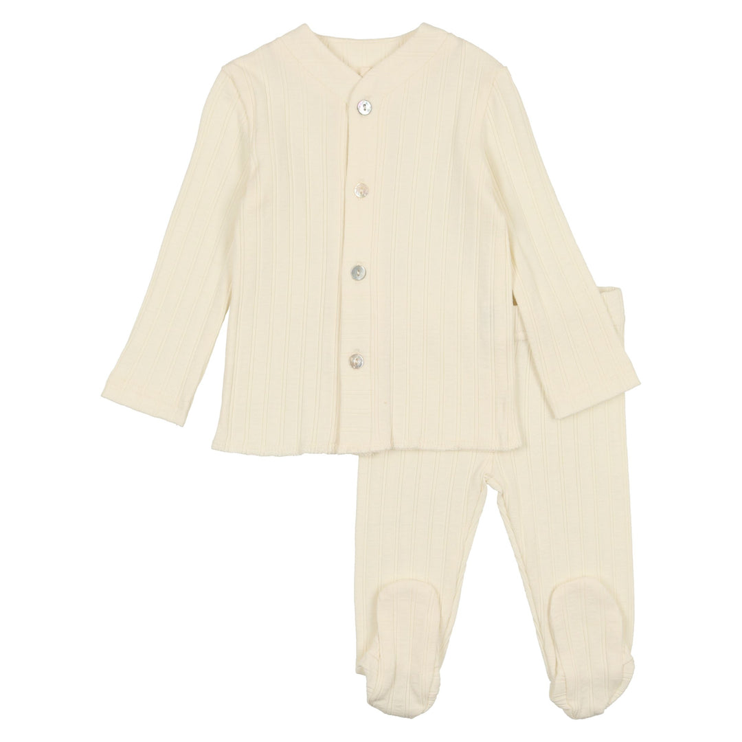 Mema Knits White Cardigan Set