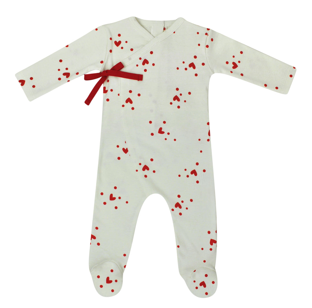 Coton Pompom Ivory Girls Heart Footie
