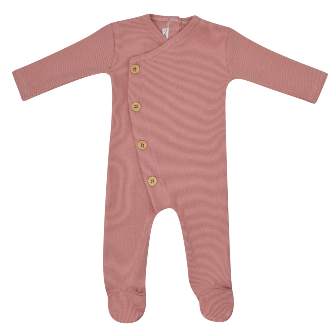 Coton Pompom Candy Pink Button Wrap Footie