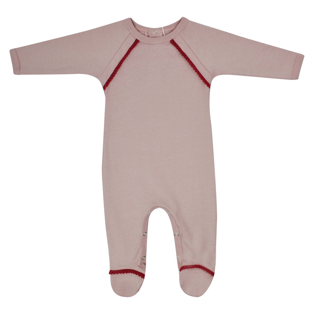 Coton Pompom Vintage Rose Scallop Trim Footie
