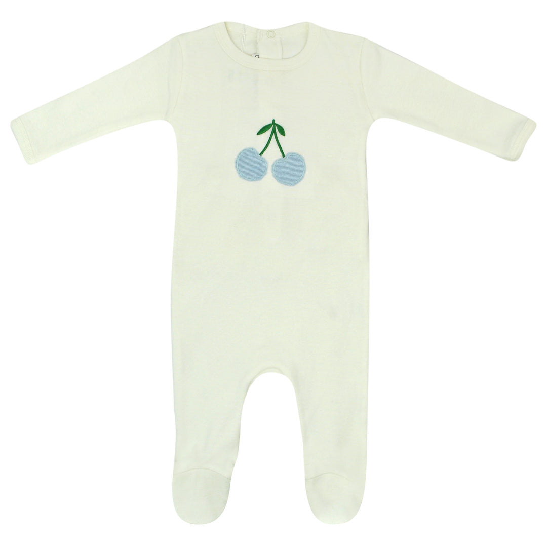 Coton Pompom Boys Ivory Cherry Footie