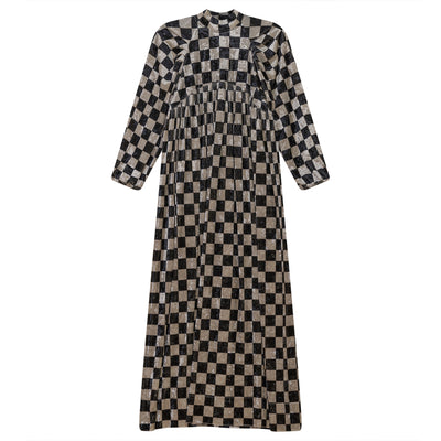 vue marelle black ivory checkered dress
