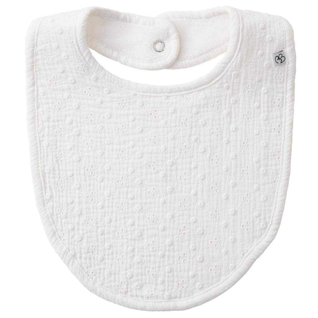 BB&Co - Large white reversible bib English embroidery - Vintage Chic