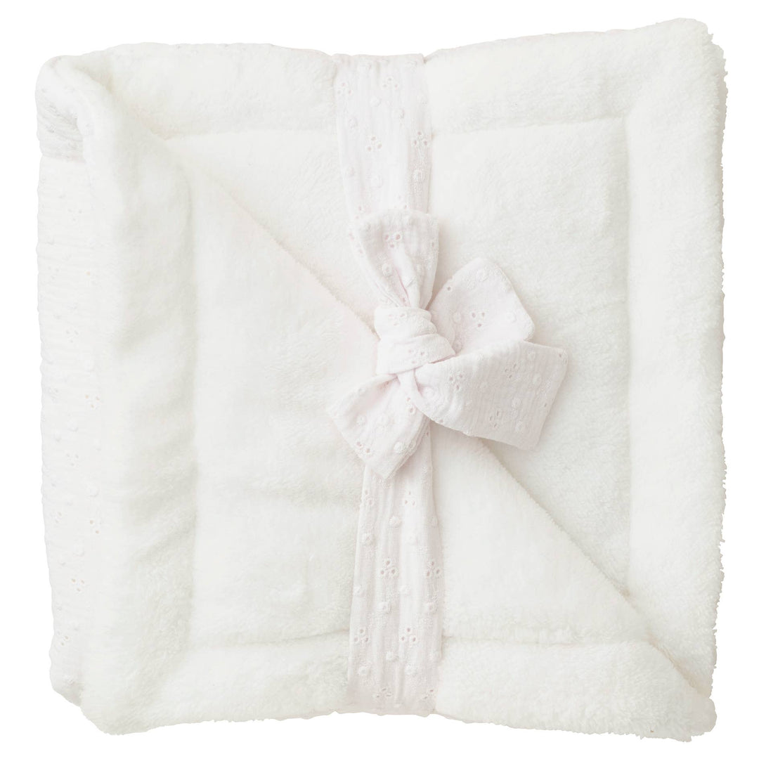 BB&Co - Lyxury Microfiber Blanket- Vintage Chic - blanc/broderie