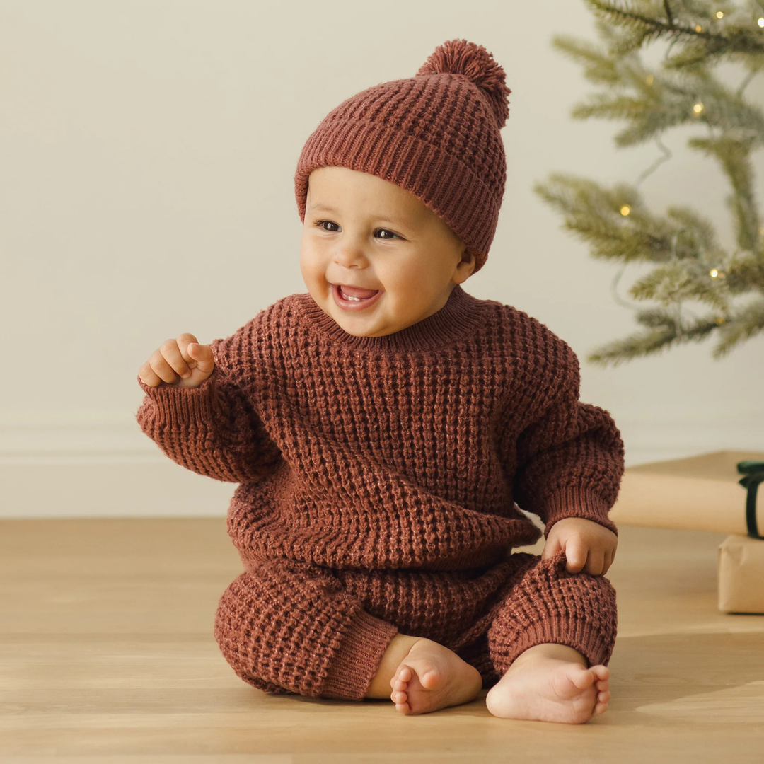 Quincy Mae Cranberry Chunky Knit Pant