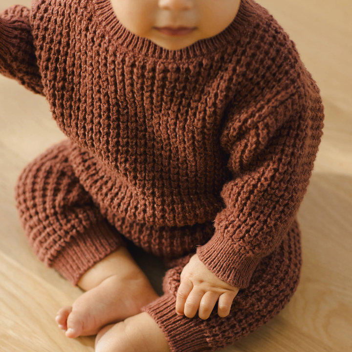 Quincy Mae Cranberry Chunky Knit Pant